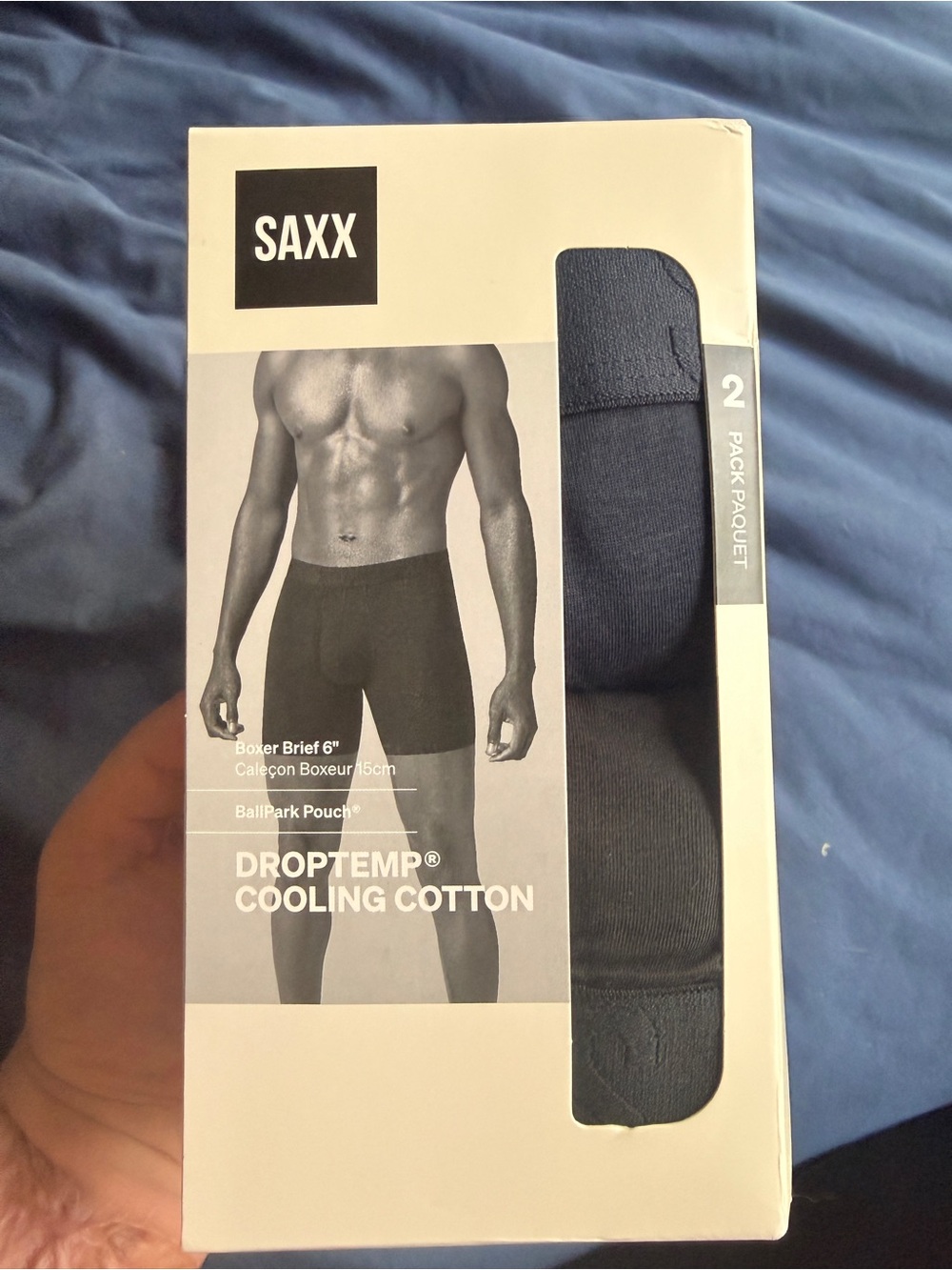 Saxx DropTemp Cooling Cotton Boxer Briefs - Dark Blue